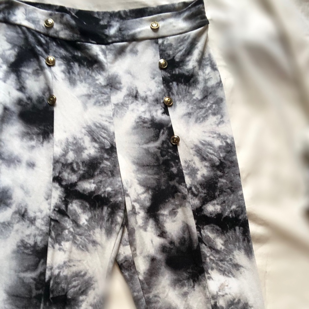 Black and white tie-dye palazzo pants